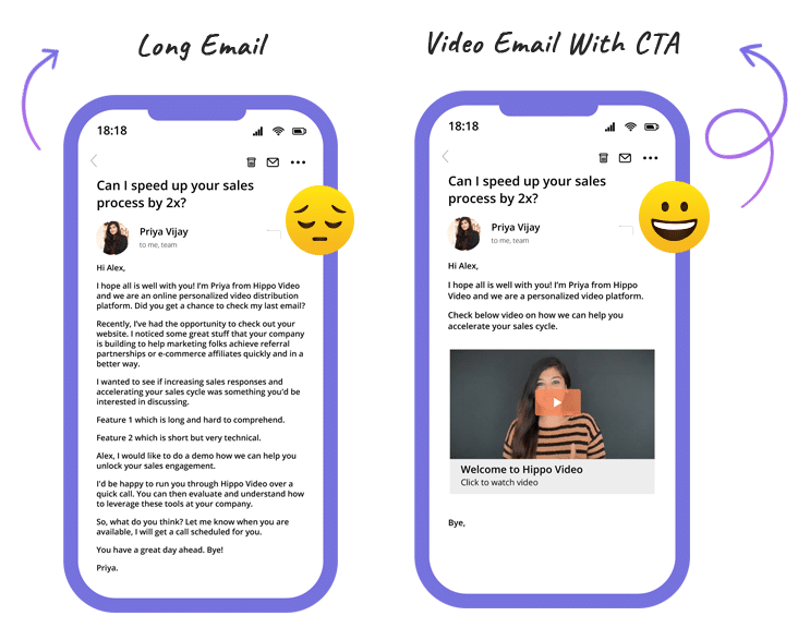 Video email with engaging CTA gets more open rates than text-based emails. 