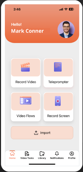 새로운 홈 화면이 있는 Hippo Video의 iOS 앱을 보여주는 이미지.