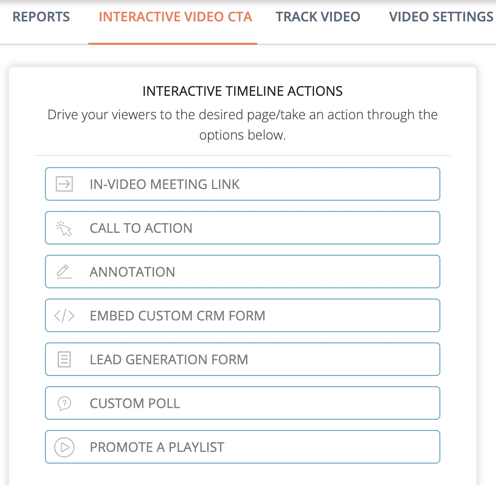 A list of Hippo Video's interactive CTA elements to use for those camera shy.