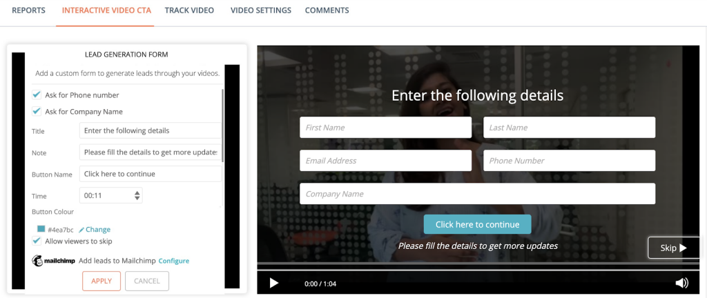 An image on how you can use lead generation form CTAs within videos.