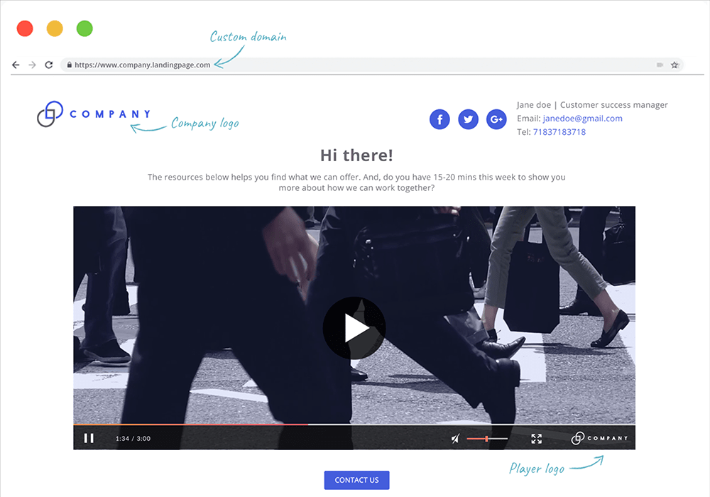 video landing page example